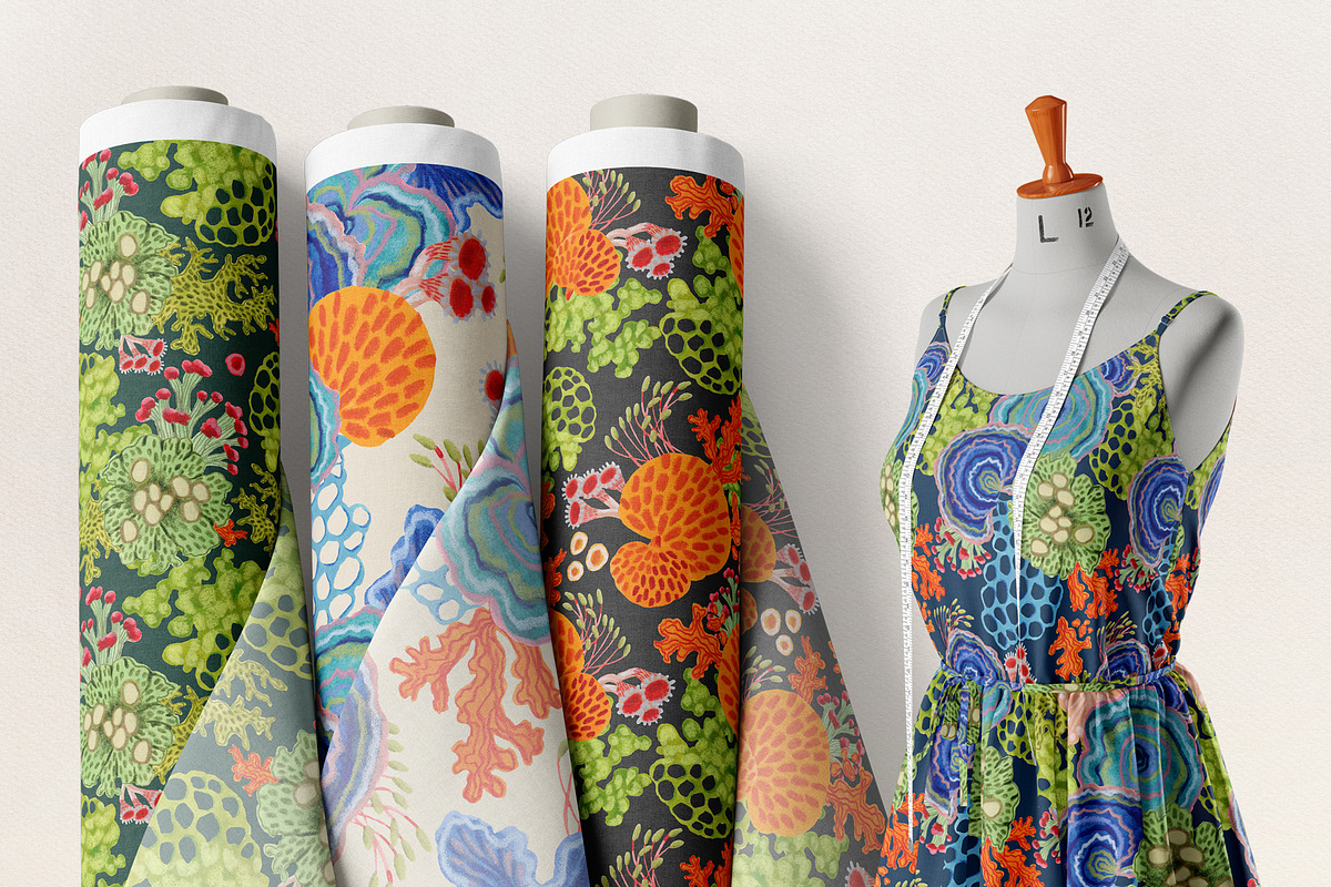 Coral & Moss - Hand-Painted design, a Wallpaper Graphic by ArtPavo (Photo 9 of 10)