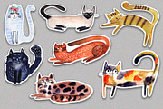 Watercolor funny cats sticker pack, an Object Graphic by NataLyaroArt (Thumbnail 3 of 6)