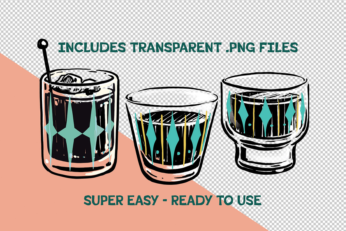 Mid century modern cocktails, an Illustration by Serifs & Whiskey (Photo 2 of 3)