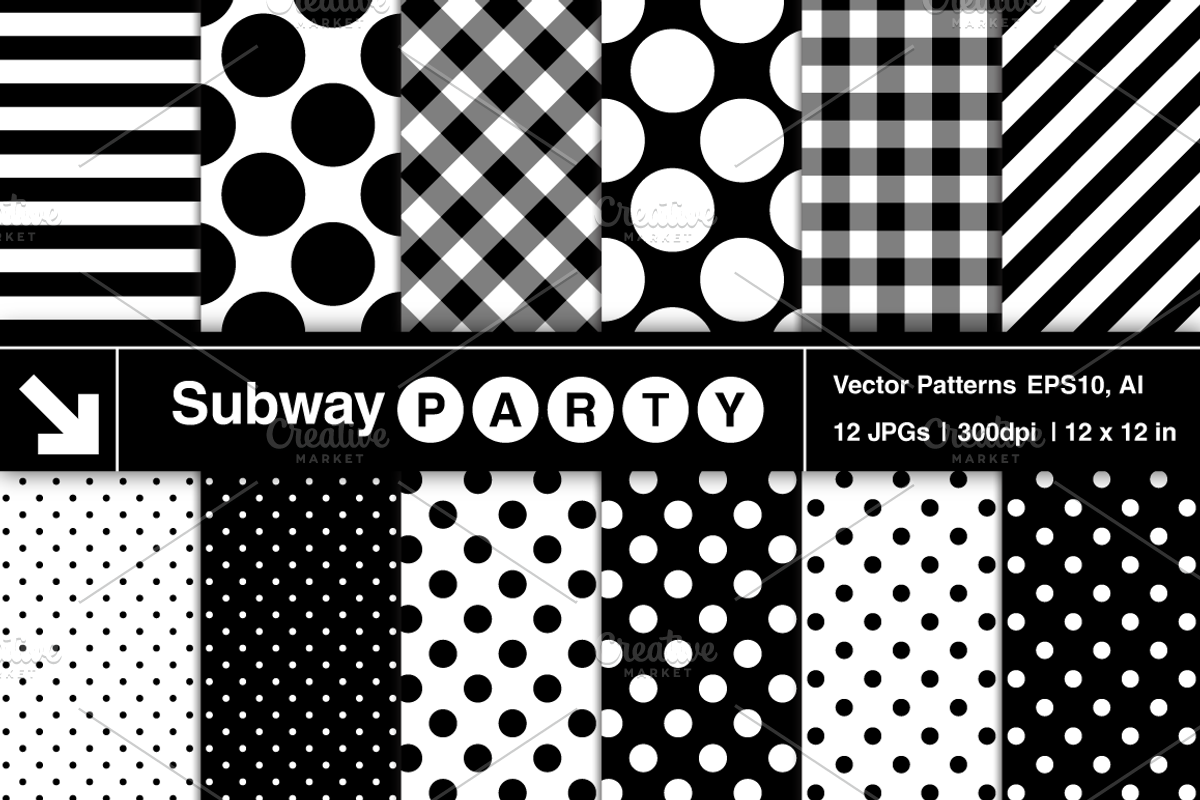 Vector Polka Dots, Stripes & Gingham
