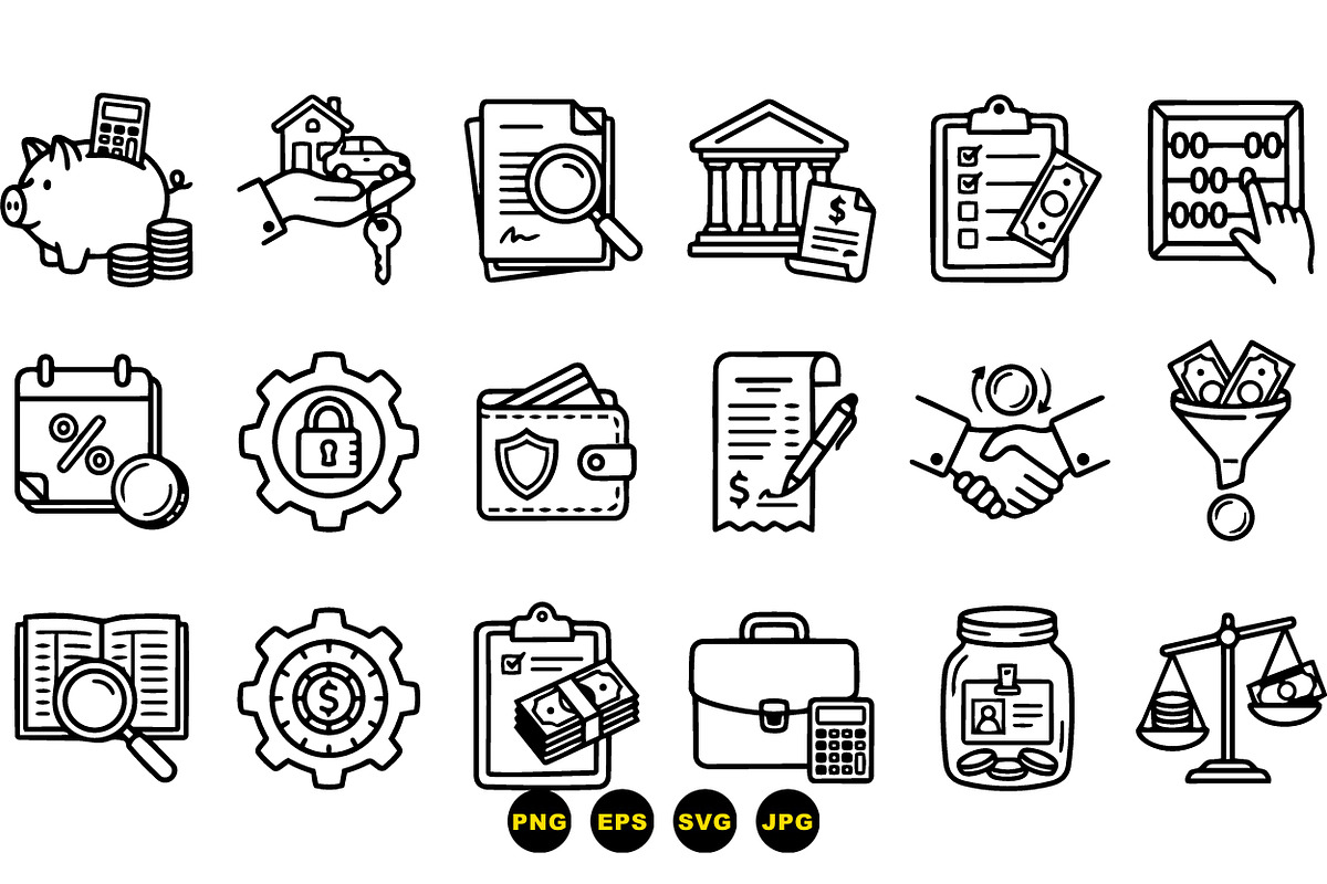 Line Art Finance Icons Bundle For Bu, an Illustration by designvectx (Photo 3 of 3)