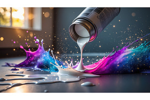 Paint can spilling white paint with, an Illustration by tilialucida
