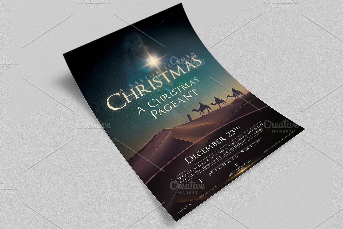 Christmas Church Poster & Flyer, a Flyer Template by CREATIVE DUDE (Photo 4 of 6)