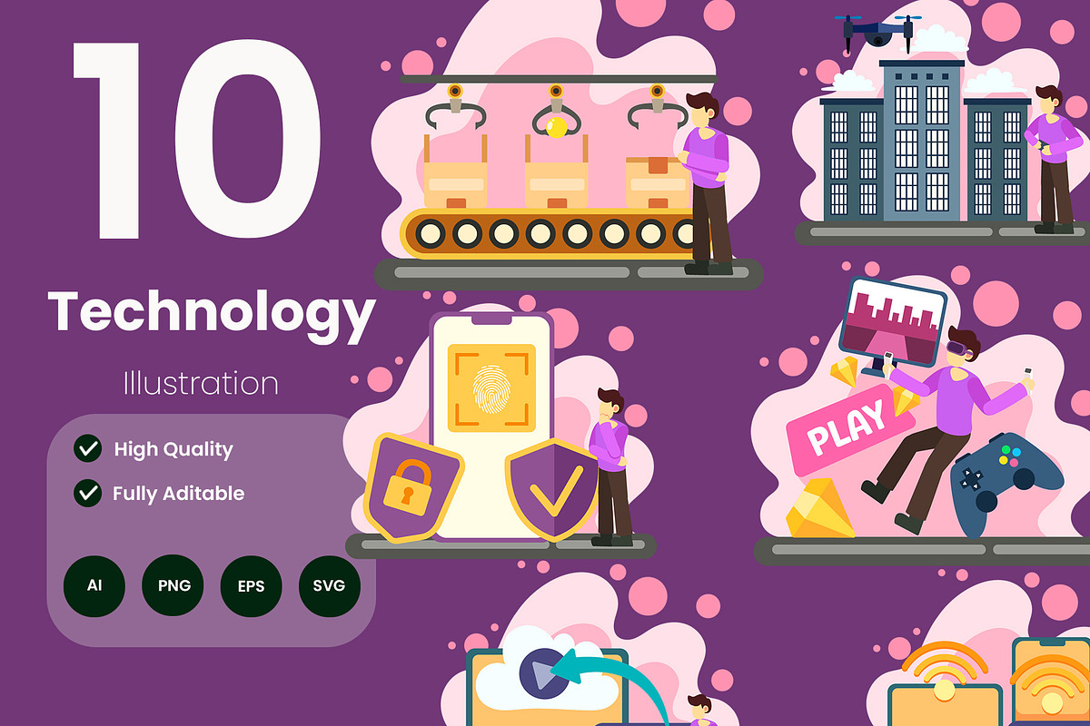 Technology Illustration Pack, an Illustration by baii09 (Photo 1 of 4)