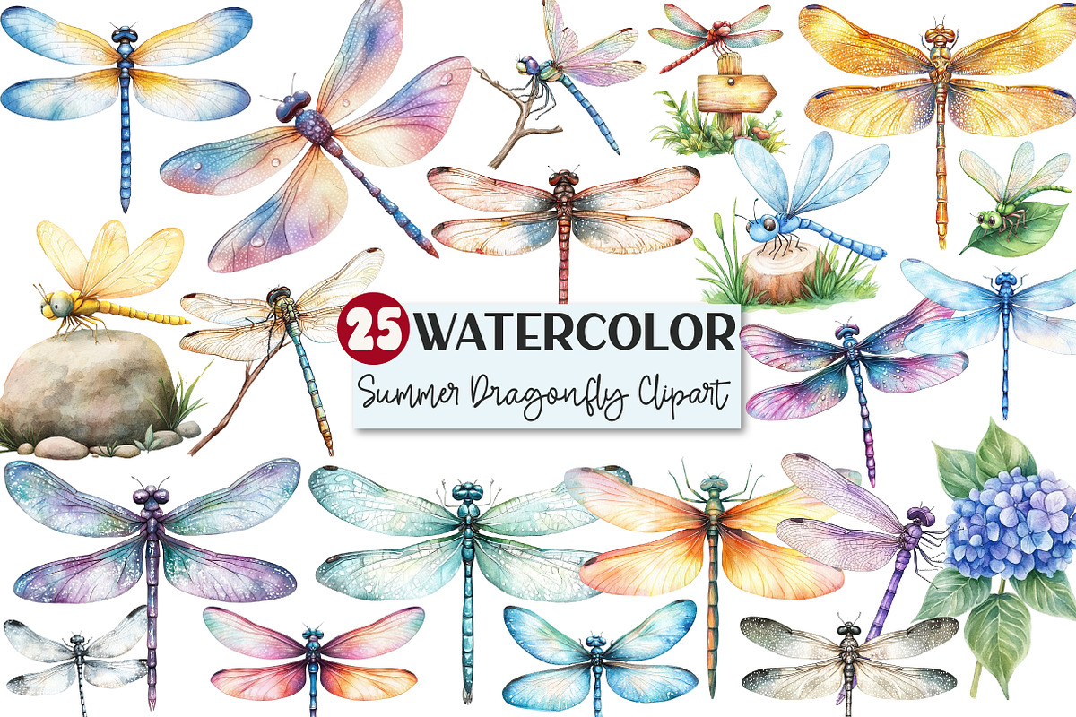 Summer Dragonfly Garden Clipart, an Illustration by Rose Art (Photo 1 of 4)