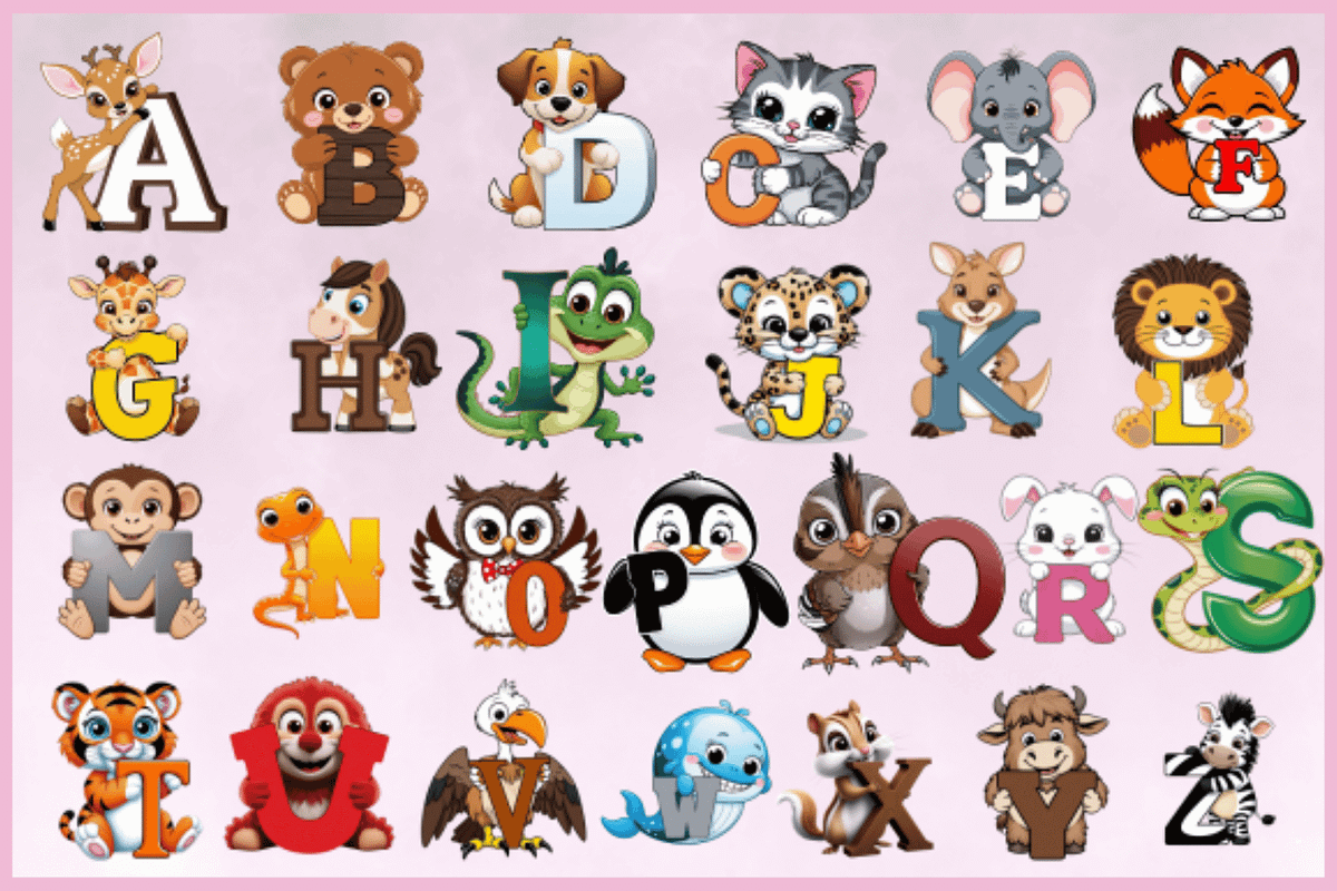 Animal Alphabet A-Z Clipart, an Education Illustration by Dizzy Art Studio (Photo 2 of 2)