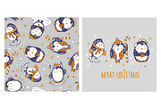 Penguins pattern and card., a Pattern Graphic by Mira15 (Thumbnail 1 of 2)