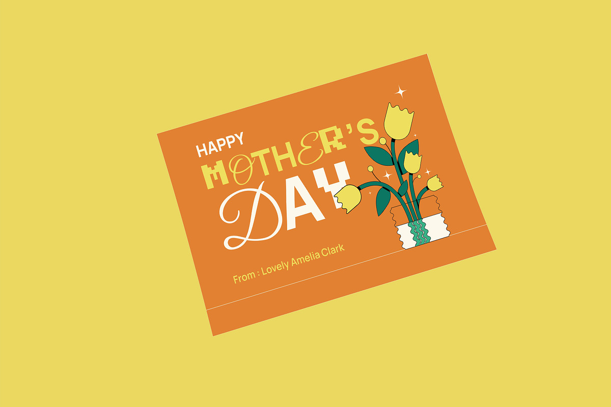 Orange Mothers Day Greeting Card, a Card Template by Neermana (Photo 1 of 4)