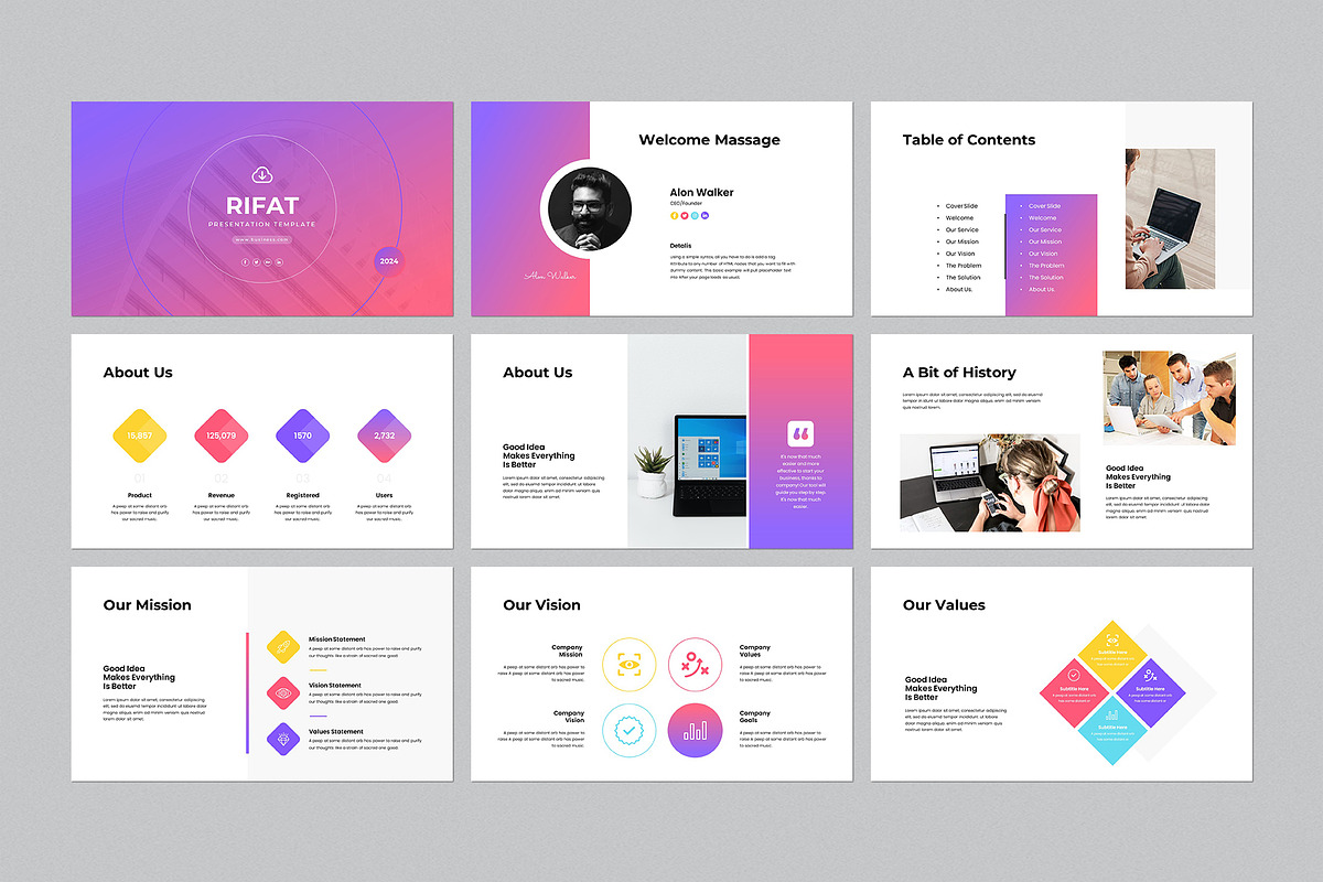 Rifat PowerPoint Template, a Presentation Template by CreativeSlides