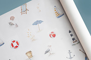 Seashore Pattern & Illustrations, a Pattern Graphic by MouseGrey (Thumbnail 2 of 8)