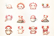 Cute Cartoon Axolotl Clipart, an Illustration by CrexoraLab (Thumbnail 4 of 5)