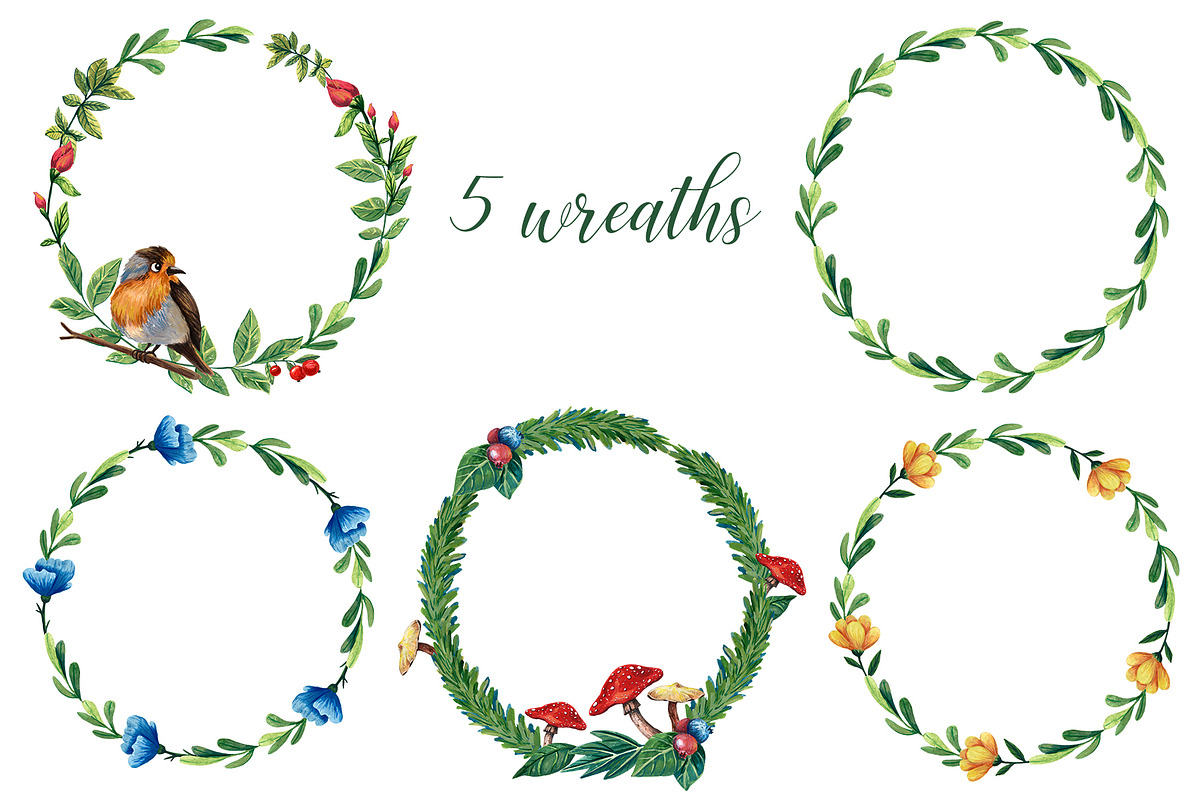 Forest Birds - Gouache Clipart Set, an Animal Illustration by Mashamashastu (Photo 6 of 11)