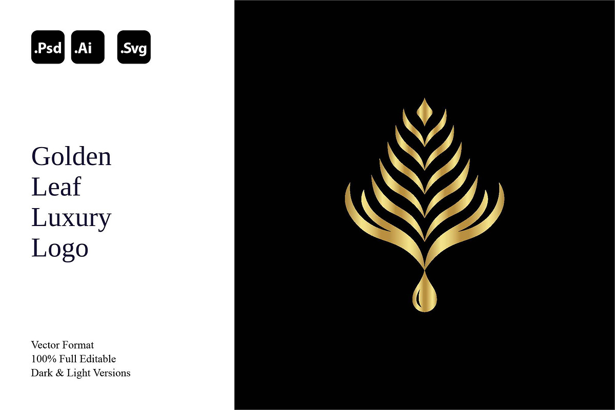Golden Leaf Luxury Logo, a Branding & Logo Template by Luxury Logos (Photo 1 of 4)