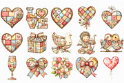 Patchwork Valentine's Day Clipart, an Illustration by Libby Wishes (Thumbnail 6 of 7)