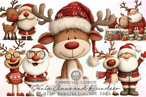 Santa Claus and Reindeer PNG, an Animal Illustration by Sublimation Artist