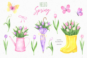 Hello Spring Watercolor Collection