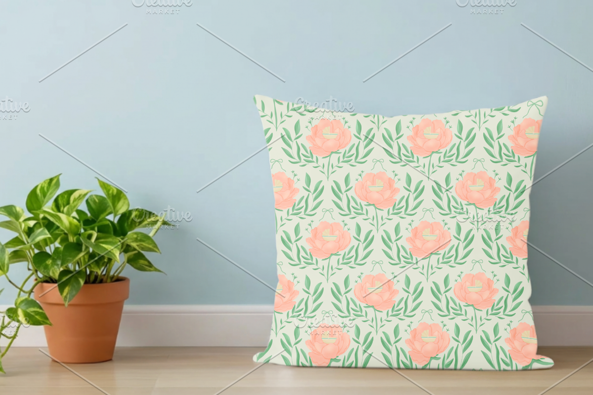 Peony Baby Carriage Seamless Pattern, a Pattern Graphic by Little Creative Scribbles (Photo 5 of 7)