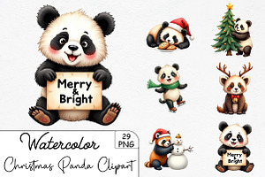 Christmas Panda Sublimation Clipart, an Illustration by CrexoraLab