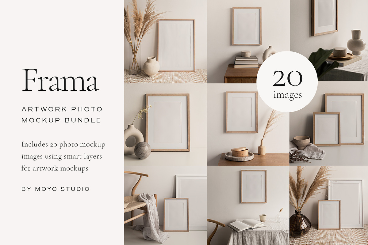 Artwork Frame Photo Mockup Bundle, a Print Template by Moyo Studio (Photo 1 of 11)