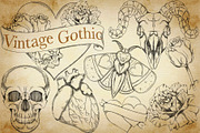 Valentines Vintage Gothic clipart, a Seasonal Illustration by Happy Sloth Graphics (Thumbnail 1 of 9)