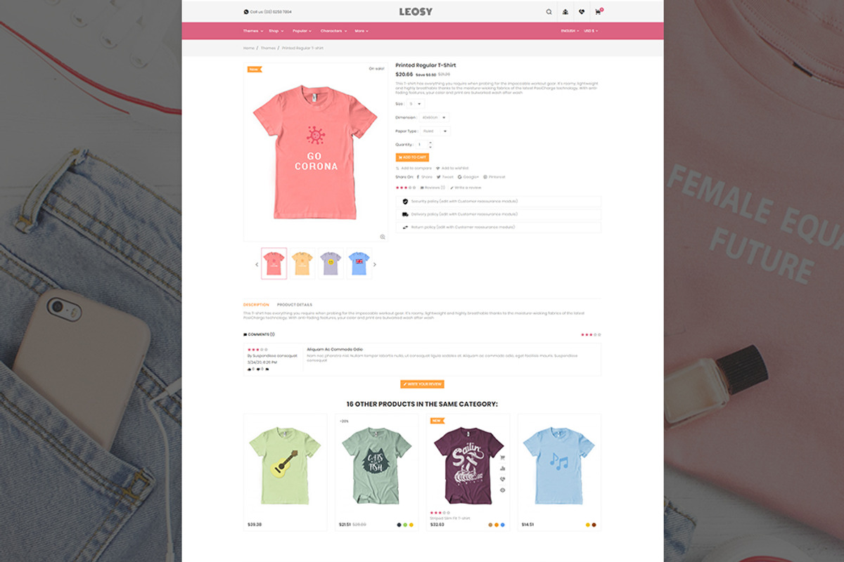 Leosy - PrestaShop T-shirts Store, a Bootstrap Template by Pichforest Studio (Photo 4 of 10)