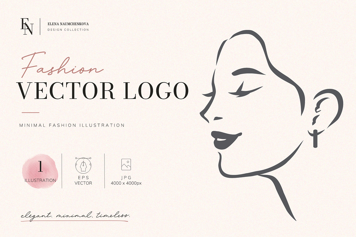 Minimal Female Face Logo Vector, a Branding & Logo Template by Elena Naumchenkova (Photo 1 of 3)