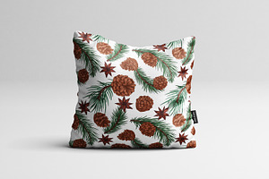 Conifer Cones Seamless Patterns