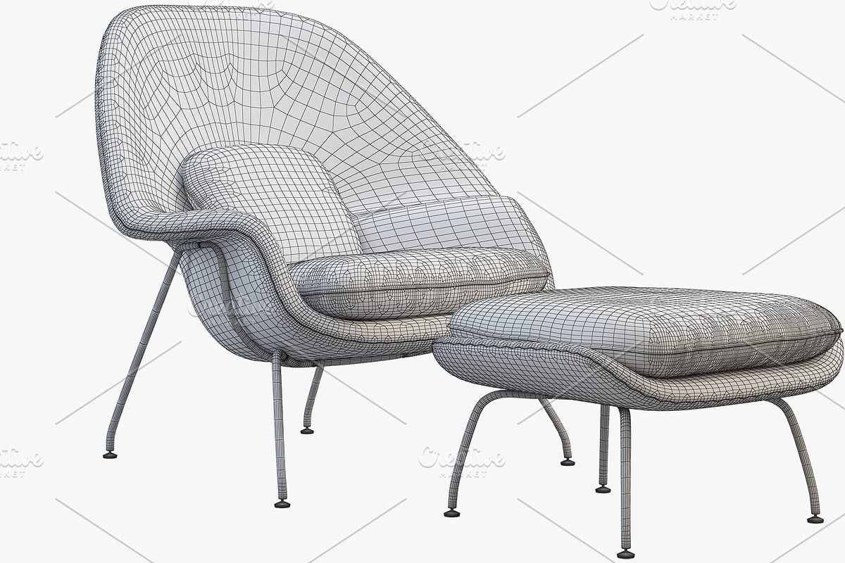Womb Chair and Ottoman 3d model, a Furniture 3D Model by 3dmitruk (Photo 14 of 15)