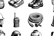 Firefighter Gear Vintage Icons Set, an Object Graphic by RT Studio (Thumbnail 4 of 4)