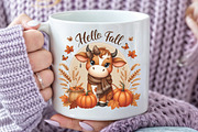 Baby Highland Cow Hello Fall PNG, an Illustration by CraftArtStudio (Thumbnail 3 of 4)
