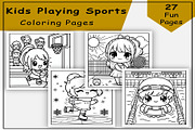 Sports Coloring Pages: Kids Playing, a Sport Illustration by Lamia Emad (Thumbnail 1 of 3)