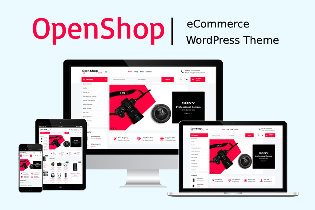 Open Shop -  eCommerce Theme, a WordPress Template by ThemeHunk (Photo 1 of 9)
