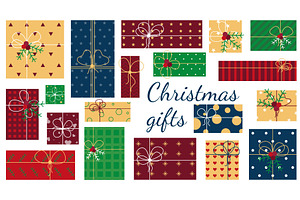 Set of hand drawn Christmas gifts, an Object Illustration by Tati_Kli