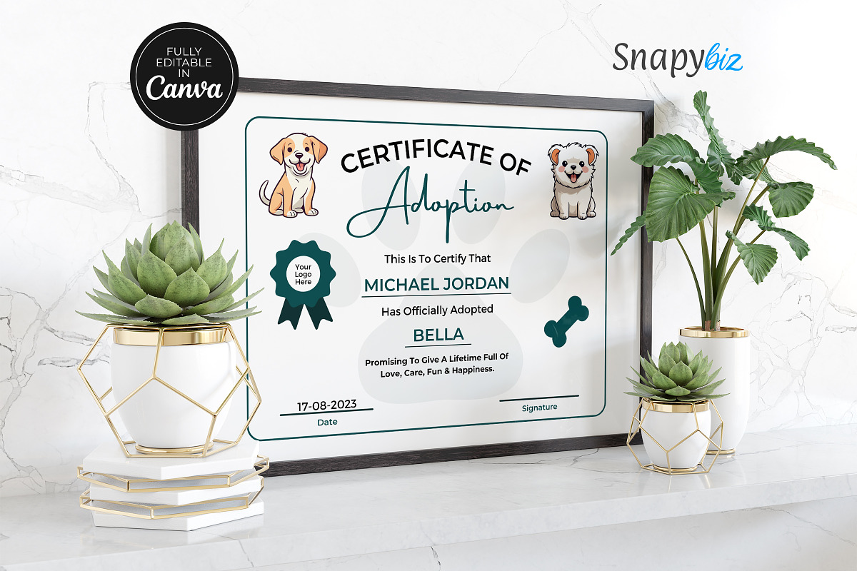 Cat Dog Pet Adoption Certificate, a Templates & Theme by Snapybiz (Photo 7 of 9)