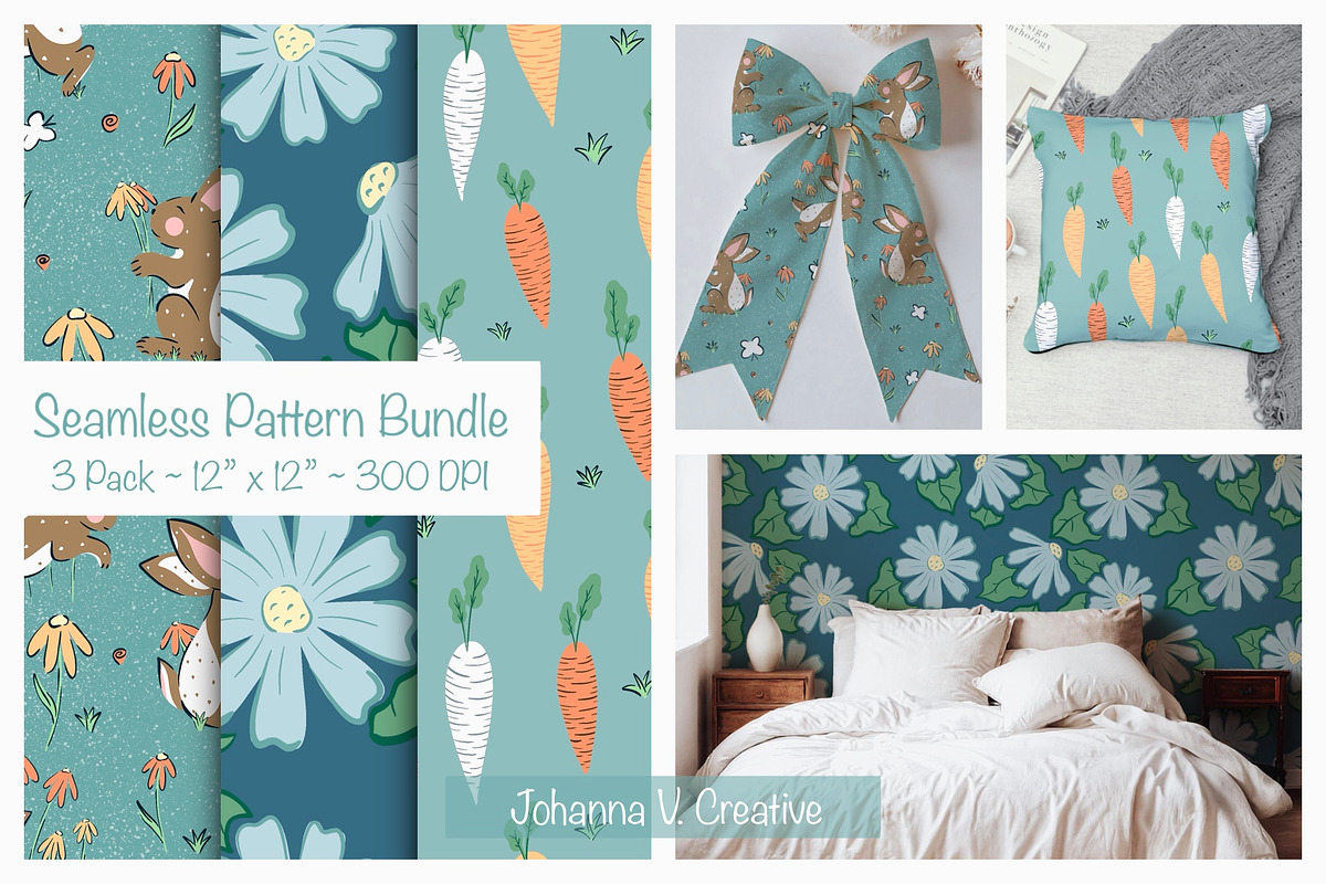 Spring Bunny Mini Pattern Collection, an Illustration by Johanna V. Creative (Photo 1 of 4)