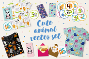 Cute kids set with animals, an Animal Illustration by martynmarin (Thumbnail 1 of 6)