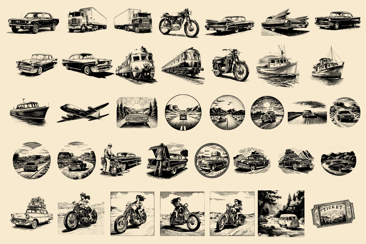 USA Retro Road Trip illustrations, an Object Illustration by Nocturnal Wolf (Photo 10 of 19)