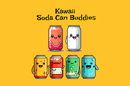 A set of Kawaii Soda Can Buddies