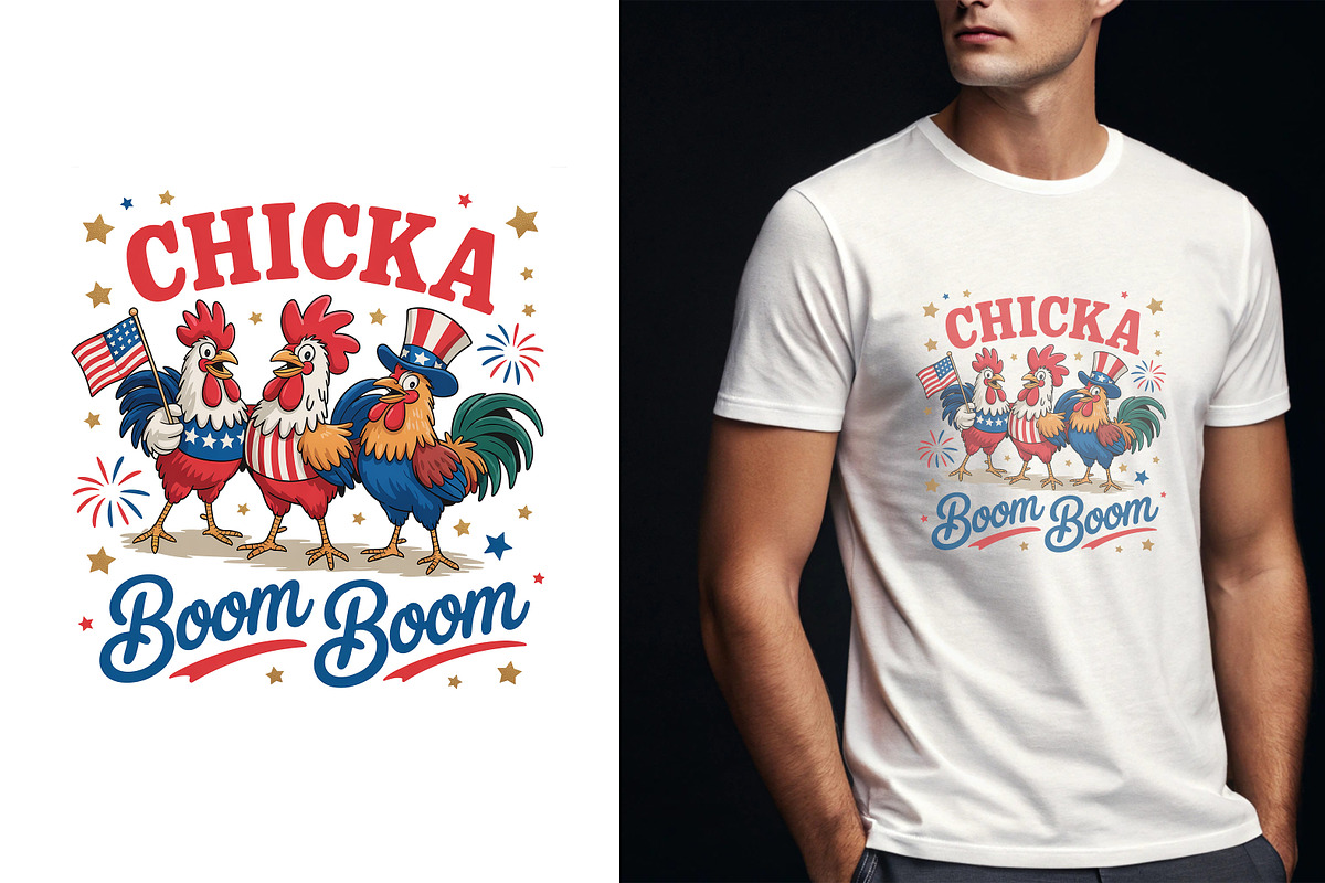 Patriotic Rooster Illustration PNG, an Animal Illustration by Unique Design Team (Photo 3 of 5)