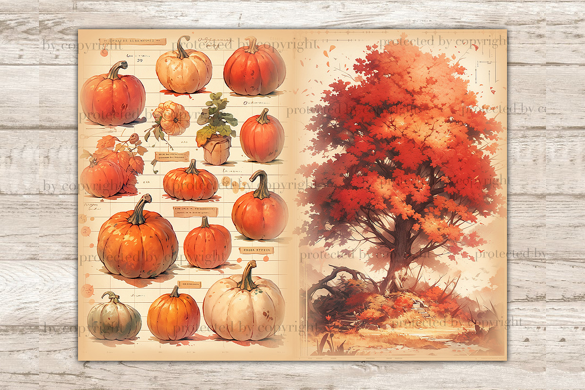 Fall Vibes Junk Journal Paper, a Seasonal Illustration by GlamArtZhanna (Photo 5 of 9)