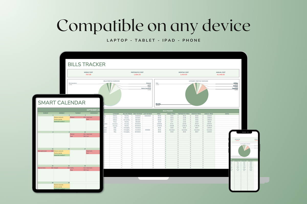 Bills Tracker - Green, a Templates & Theme by The Creative Plans co (Photo 7 of 10)