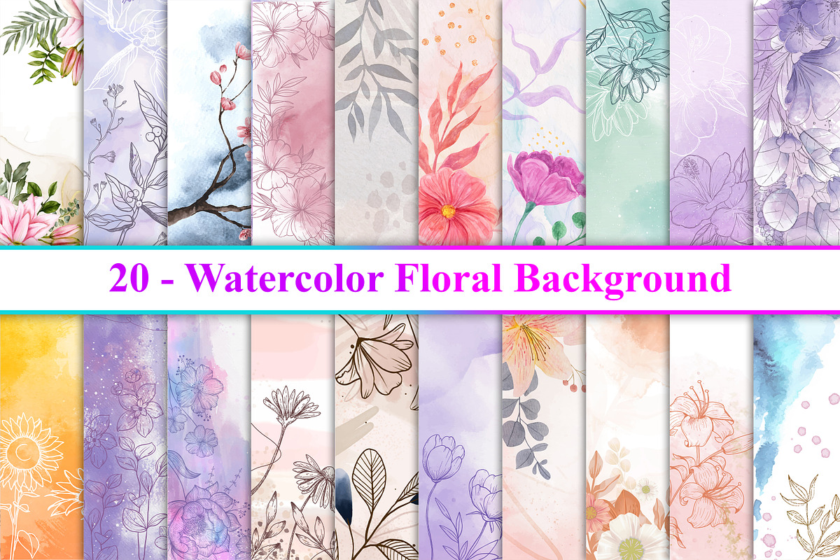 Watercolor Floral Background, a Decorative Illustration by Digital Studio (Photo 1 of 7)