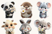 Cute Baby Animals with Flowers Clipa, an Animal Illustration by Design Scotch (Thumbnail 4 of 10)