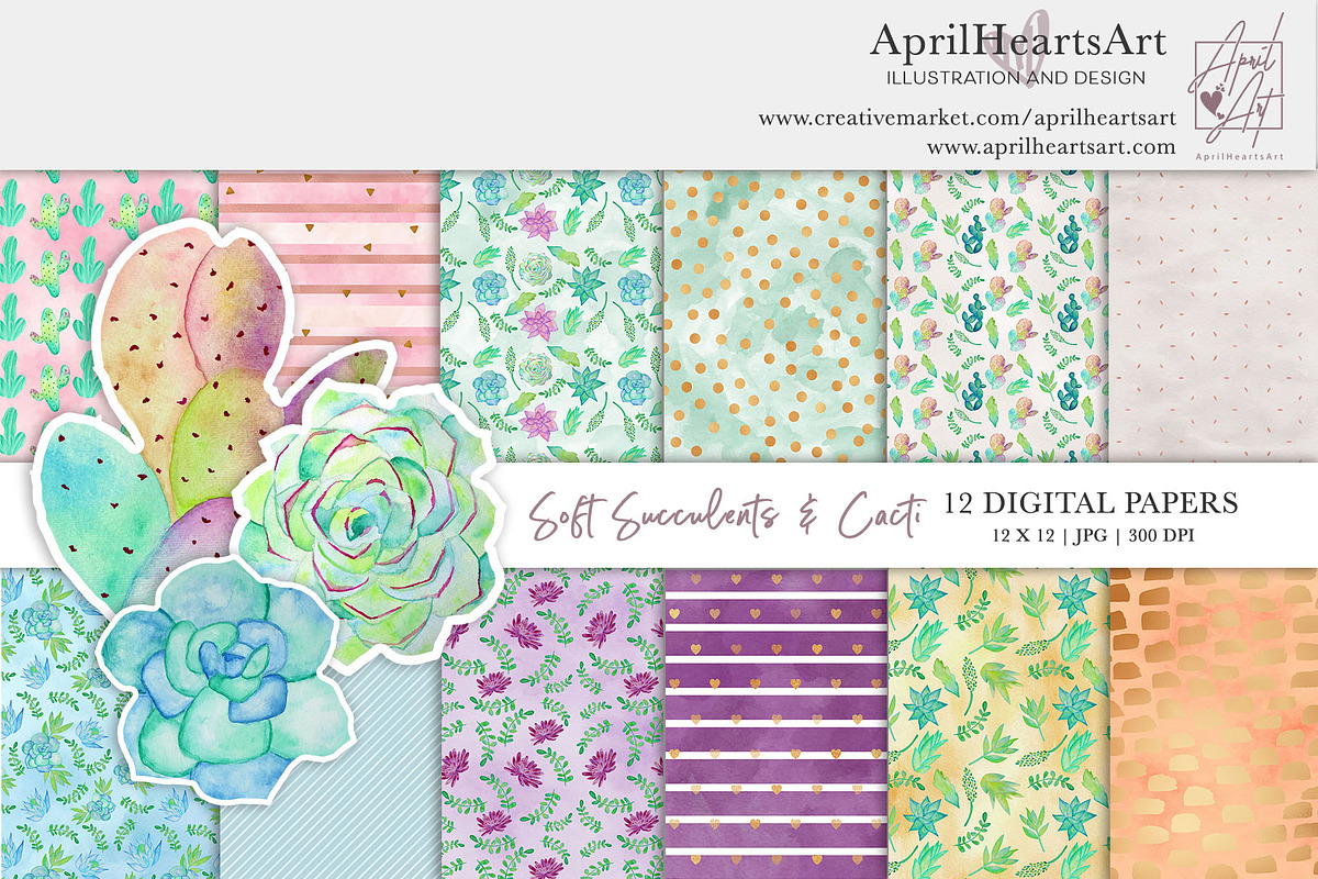 Cacti & Succulent Watercolor Clipart, an Illustration by Oh Darling Graphics (Photo 4 of 4)