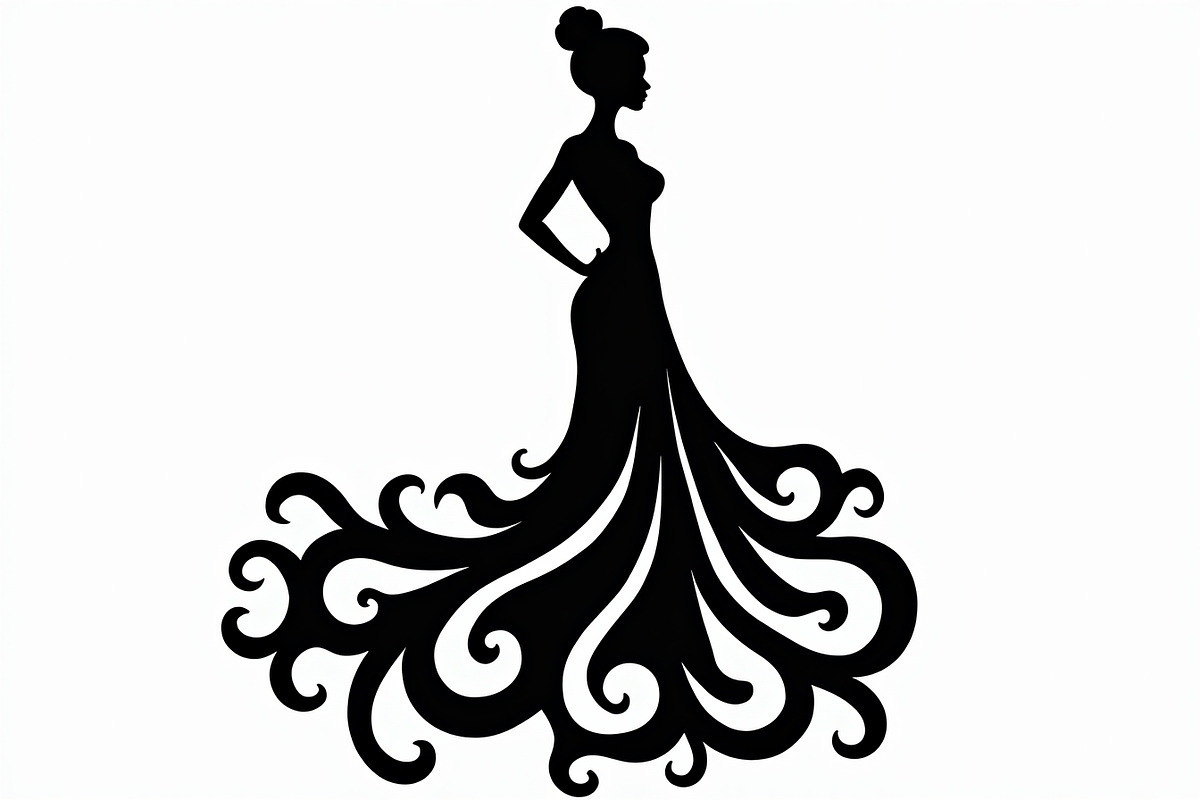 Stylish Gown Silhouette Set, an Illustration by yasushie (Photo 2 of 21)