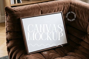 Horizontal Framed Canvas Mockup PSD