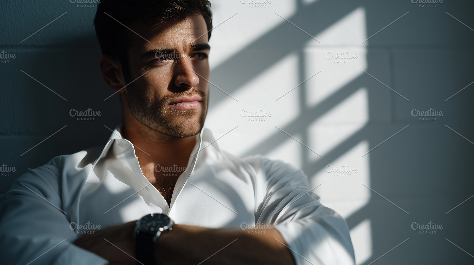 Confident young man in a white shirt, a Person Photo by MistyDay