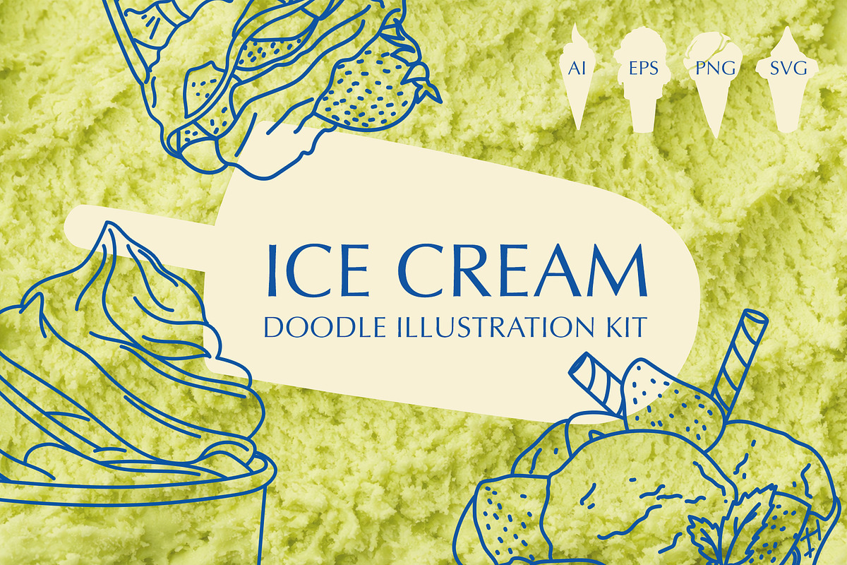 Ice Cream Doodle Illustration Kit, a Food Illustration by Chaka_32 (Photo 1 of 6)