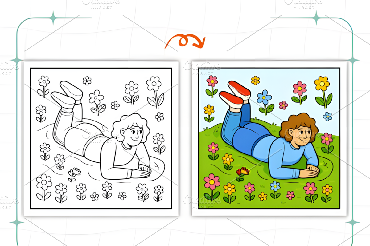 Spring Woman Coloring Pages, a Decorative Illustration by Ink Gallery (Photo 9 of 9)