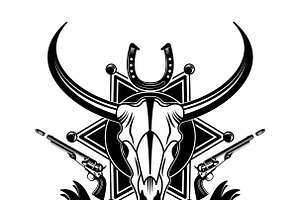 Cowboy Animal Skull Emblem